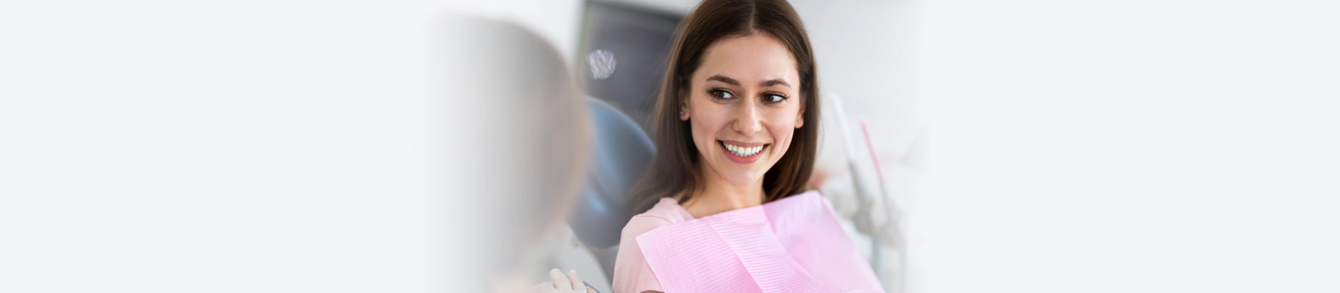 Female patient is smiling